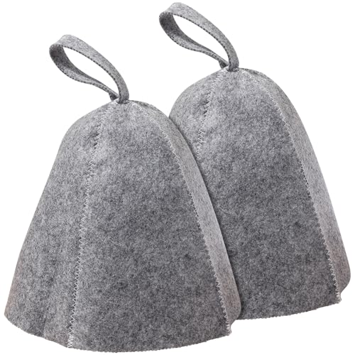 Levemolo Gorro de Sauna de Fieltro Grueso 2 Piezas Gris, Sombrero Transpirable para Baño de Vapor, Aislamiento Térmico, Tamaño Ajustado para Mujer, Accesorio Portátil para SPA y Sauna