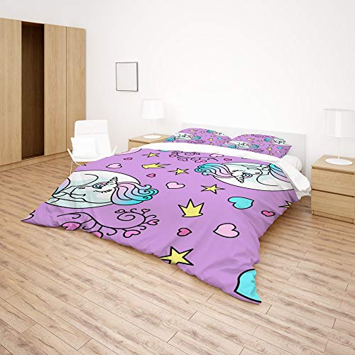 Housse de couette licorne en microfibre souple et confortable