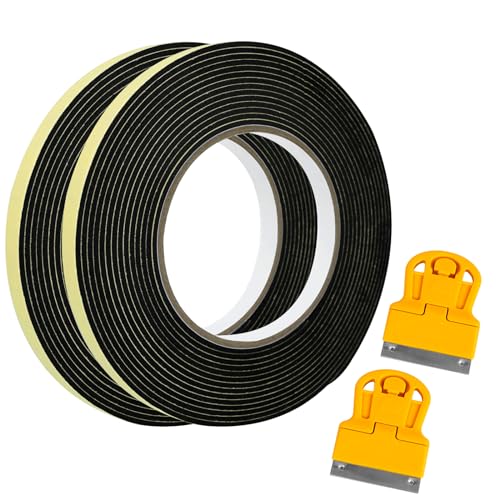 Cinta de sellado para placa de cocina con raspador pequeño, 2 pieza 7 mm x 2 mm cinta de montaje, Junta de Placa Vitrocerámica, Cinta de Espuma Adhesiva para Todo Tipo de Placas vitroceramicas
