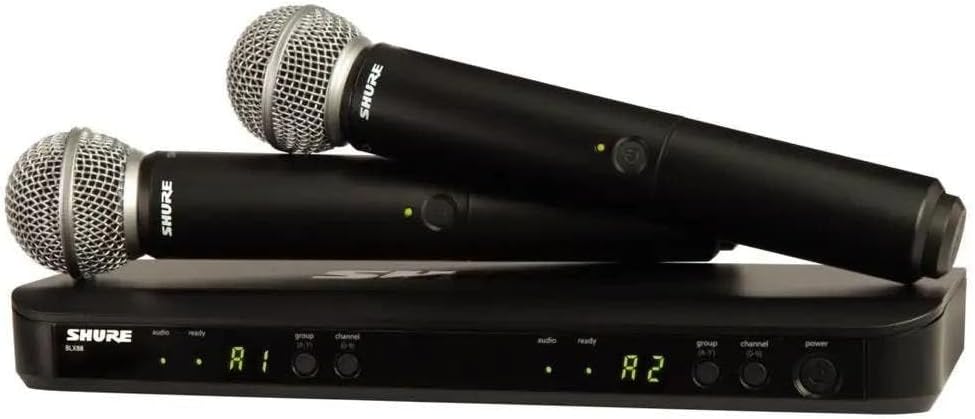 BLX288/SM58 UHF Wireless Microphone System - Perfect for Church, Karaoke, Vocals - 14-Hour Battery Life, 300 ft Range | includes (2) SM58 Handheld Vocal Mics, Dual Channel Receiver | H11 Band