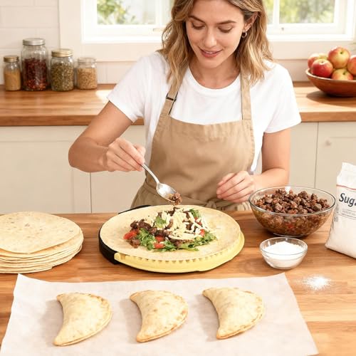 3-in-1 Tortilla Presse, Abnehmbares Taco Presse Siegelgerät, Tortilla Sealer für Burritos, Pfannkuchen, Knödel(10+8+6 Zoll)