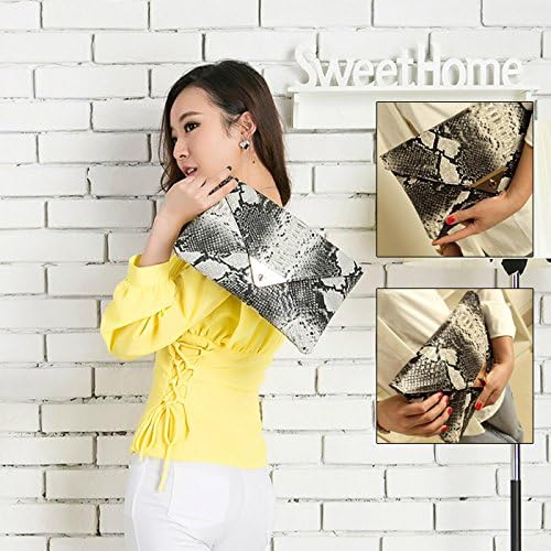 Mily Women's Clutch Bag Messenger Shoulder Handbag Tote Bag Purse-Snakeskin clutch Envelope - Image 2