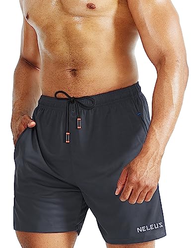 Neleus Men's 7" Mesh Running Workout Shorts Gym Basketball,6058,3 Pack,Black,Grey,Blue,L,Eu Xl #TOP4