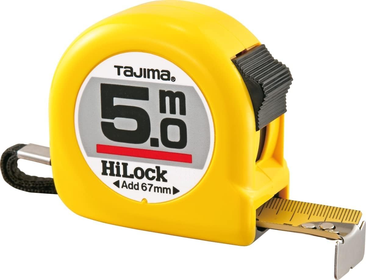 Tajima H6P50MY Hi Lock Measuring Tape, Yellow, 5 m x 16 mm 
