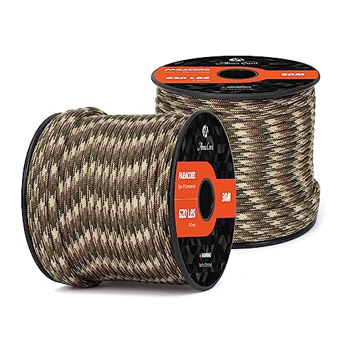 Abma Cord Paracord 620 lbs 4mm 9 Strands 100% Nylon 30M - Desert Storm, Military-desert Storm, 30 Meters
