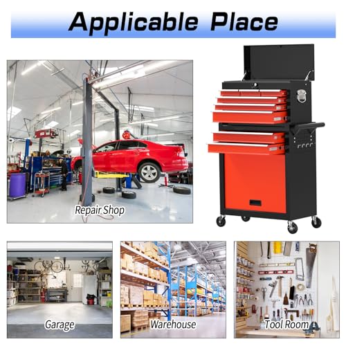 Image of 8-Drawer Rolling Tool Chest Tool Box,Removable Tool Storage Cabinet with 4 Wheels and Drawers,2 in 1 Portable Toolbox Organizer, Tool Chest with Lockable Drawer Gifts for Men (BlackRed)