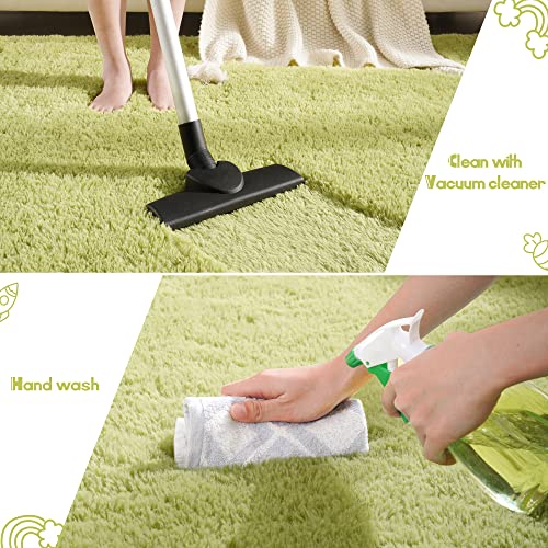 Tepook Super Soft Fluffy Rug For Bedroom, Modern Shaggy Rug Fuzzy Kids Rug For Living Room, Plush Indoor Nursery Home Decor Rug With Non-Slip Bottom, Grass Green, 3 X 5 Feet #TOP6