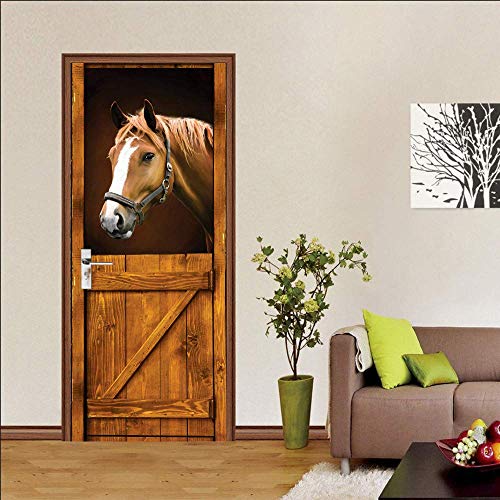 HSKABA 3D Horse in The Stall Door Murals,Peel and Stick ...