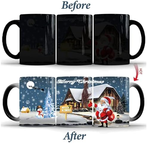 Johiux Christmas Mug, Santa Coffee Mug Cup Color Changing Mugs, Coffee Mug Tea Mug for Office and Home, Thermochromic Coffee Mug is a Christmas Present for Family and Friends (Christmas 2)