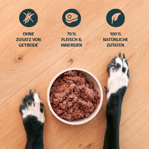 PRIMOX® Fleischmecker Hunde-Nassfutter | Getreidefrei | 70% Fleisch & Innereien | Made in Germany & 100% Natürlich | Omega-3 für Haut & Fell | Gluten- & Laktosefrei (Pferd, 6x800 g)