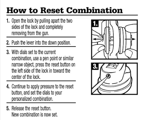 GUGULUZA Waffenschloss Abzugschloss 3-Ziffern Kombination Stahl, 2 Stück