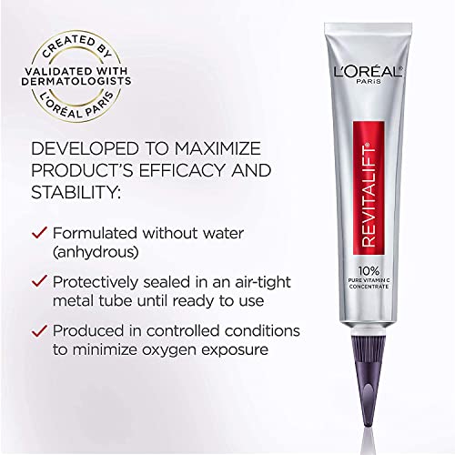 L'oreal Paris Revitalift 10% Pure Vitamin C Face Serum, Radiant And Brighter Skin, Visibly Reduced Wrinkles, Fragrance Free 1 0Z. #TOP3
