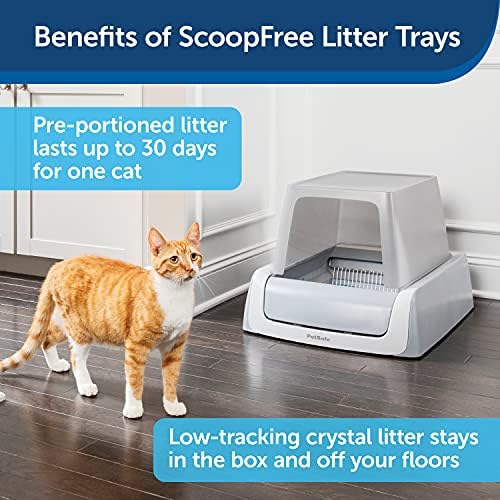 PetSafe ScoopFree Covered Self-Cleaning Litter Box, Second Generation - Includes Disposable Trays With Crystal Litter, White