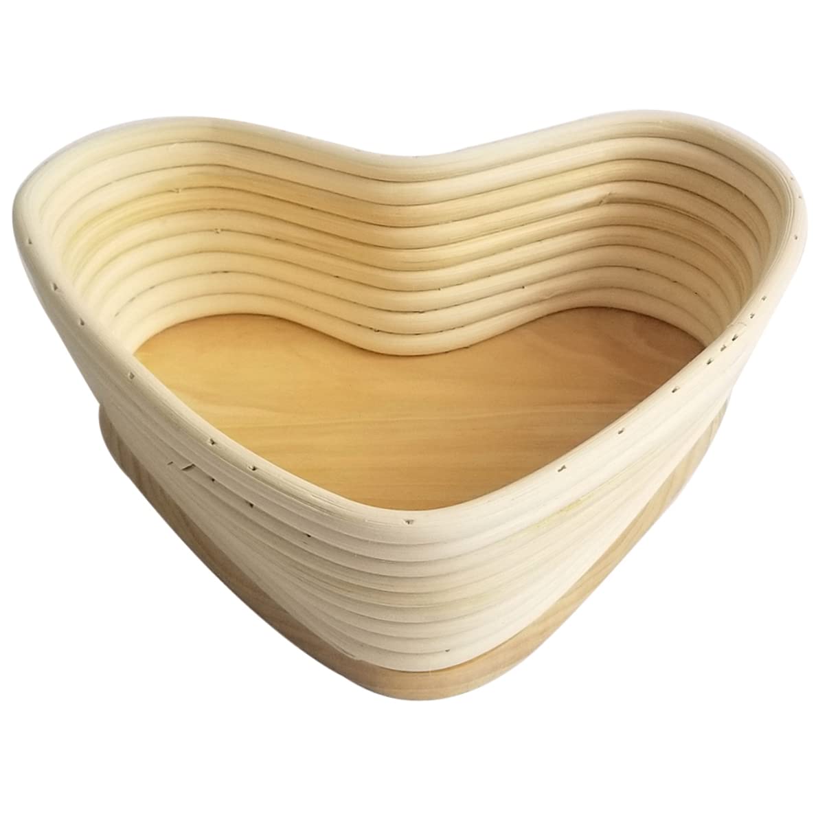 Cesto di Lievitazione a Forma di Cuore 24, 5x22 Cm in Vite | Copertura in Cotone Lino, Finitura Khaki, per Impasti e Pani Artigianali, Uso Professionale e Domestico
