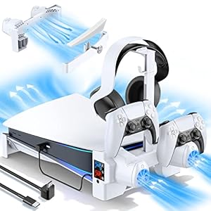 PS5 Horizontal Stand with 3-Level Cooling Fans for Playstation 5 Console, PS5 Accessories Cooling Stand with PS5…