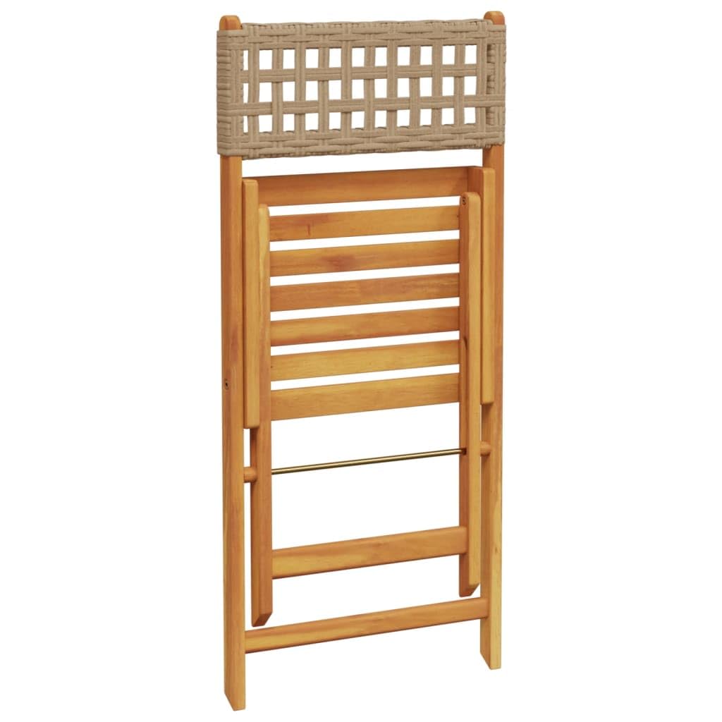 Home Garden, set da 3 pezzi da bistrot beige in polyrattan e legno massello