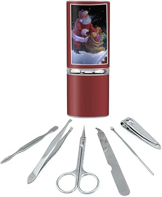 Christmas Holiday Santa Rooftop Magic Stainless Steel Manicure Pedicure Grooming Beauty Care Travel Kit