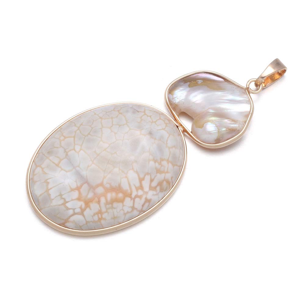 Le Sky Women's Coral Jade Natural Stone Pendants, Natural Freshwater Pearl And Pendants For Jewelry Making 31X76mm (2 Pcs).
