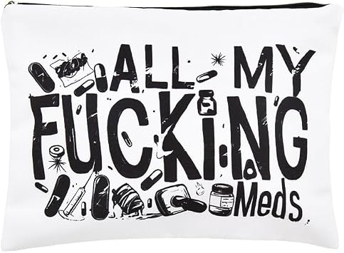 Sisadodo Medication Medical Bag Organiser for Women Men Funny Medicine Storage Bag Zip Organiser Pouch Funny Medication Travel Zip Lock Pouch Bag Storage Pouches Pills Prescription Heal Meds Bags