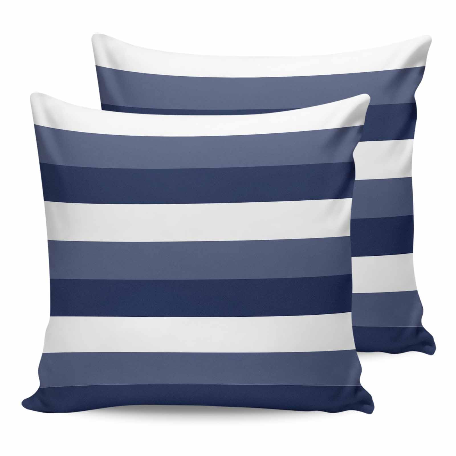 HilariousM Pack of 2 Navy Blue Stripes Outdoor Pillow Waterproof Covers 16x16 inch, Geometric Pattern Polyester Throw Pillow Covers Garden Cushion Decorative Case for Patio Couch Decoration