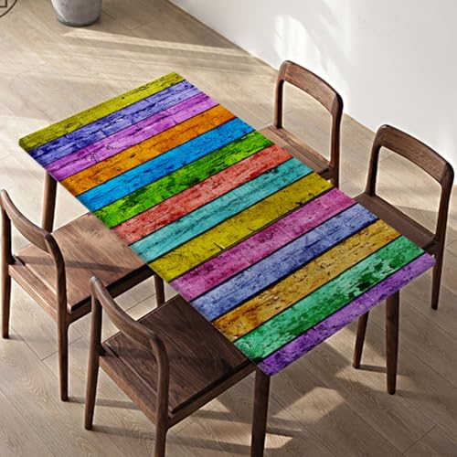 Morbuy Impermeável toalha de mesa retangular com bordas elásticas, toalhas de mesa antimanchas, toalha de mesa ajustável toalha de mesa exterior para cozinha, sala de jantar, piquenique (madeira de