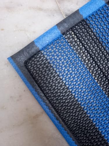 Image of Double Colour Anti Skid & Multipurpose /Bathroom Mat /Shower Mat /Carpet /Rugs /Rainmat /Swimming Pool Mat|Waterproof Doormat for Indoor /Outdoor Home Office Entrance| (Black-Blue, 16 inchx24 inch)