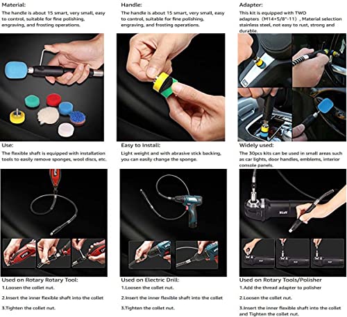 Image of DIY Crafts 1x, Flexible Shaft Big Hle, Flex Shaft Rotary Tool Attachment with Comfort Grip Long Cable Engraver Polisher Mini Ser - Ideal for Detail Metal Engraving (1x, Flexible Shaft Big Hle)