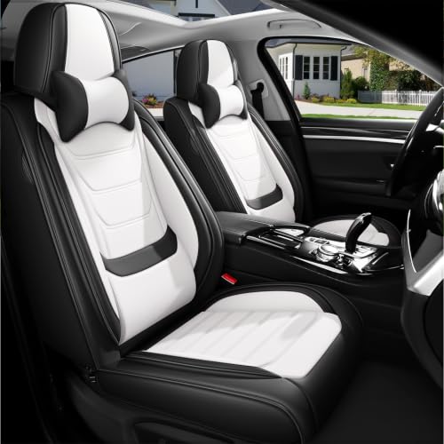 Image of for GMC Terrain 2010-2025 Seat Covers 5P w /Headrests (Black /White)