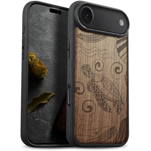 Apple iPhone Air case en bois de noyer, le cadeau idéal avec gravure artistique océan