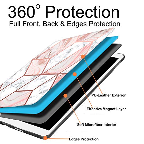 Image of DuraSafe Cases for iPad Pro 11 inch 2nd Gen Folio Printed Case A2228 MY232HN /A A2068 A2230 MXDC2HN /A MXDE2HN /A MXDD2HN /A MXDF2HN /A A2231 MY332HN /A MY342HN /A MXEW2HN /A MXEY2HN /A - Marble Pink