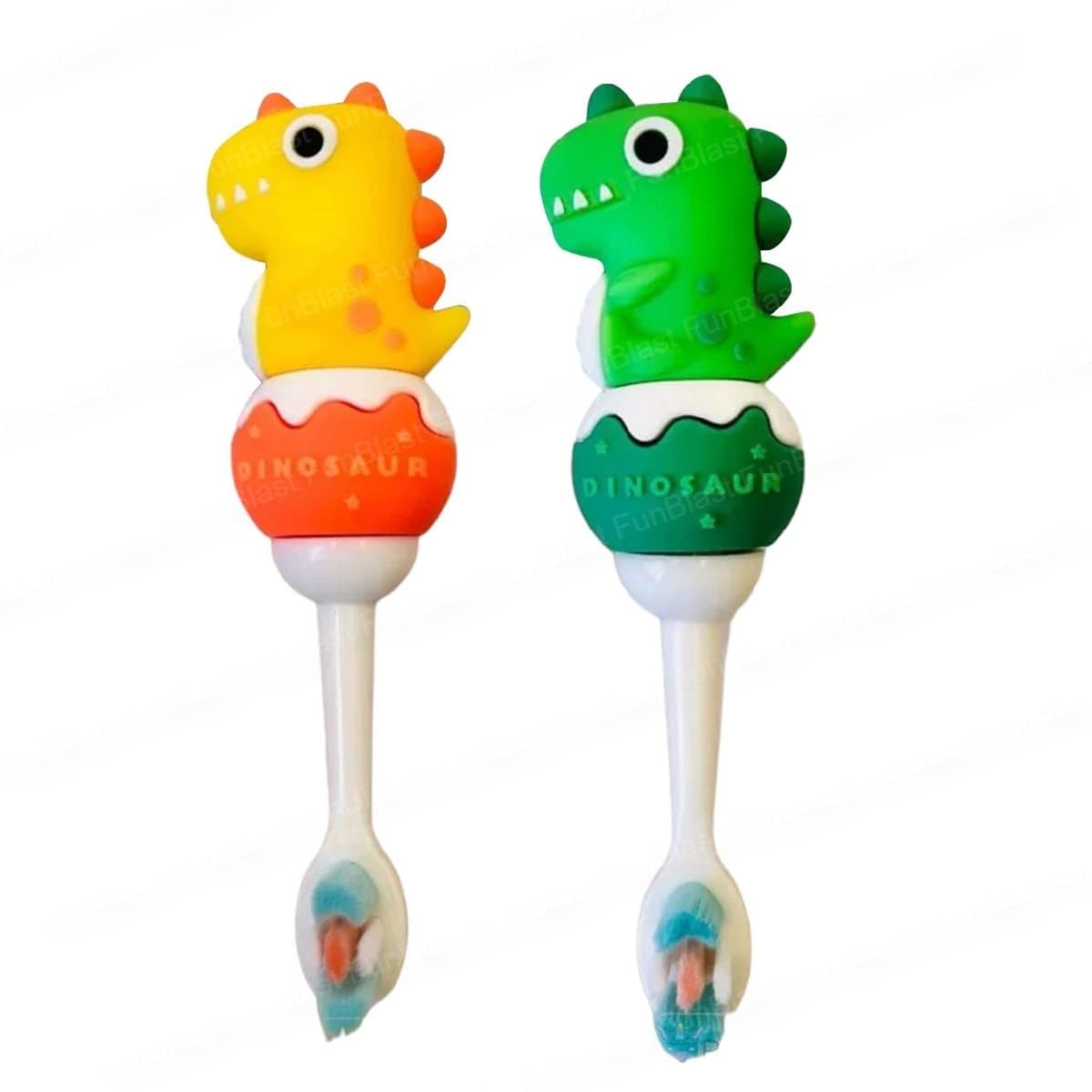FunBlast Kids Toothbrush Animal Design Soft Tooth Brush, Extra Microfiber Soft Bristles Toothbrush For 3-6 Years Old Children, Manual Toothbrush For Kids, Pack Of 2, Random Colour & Design, Multicolor-picture-48