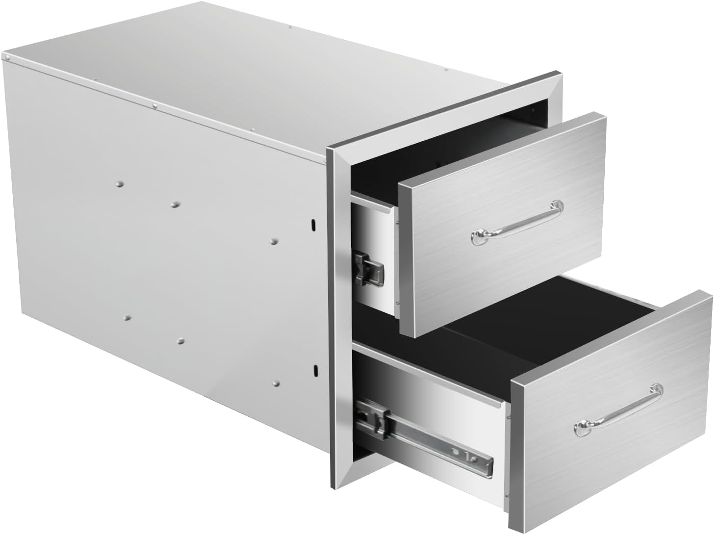 Outdoor Kitchen Drawers with Paper Towel Holder 17"Wx30"Hx20"D Flush Mount Access 3-Drawer BBQ Stainless Steel Drawers with Handle for Outdoor Kitchen Island or Grill Station