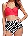 Retro Bikini Swimsuits for Women Polka Dot Halter High Waisted Bathing Suits S