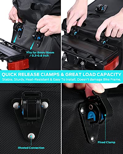 Sportneer Bike Panniers Grocery Bag - Bicycle Rear Rack Bag With Ultra-Stable Hooks & Large Pockets, Anti-Tear & Bounce-Proof Bike Storage Bag With Rain Cover For Cycling Touring/Commuting/Shopping #TOP3