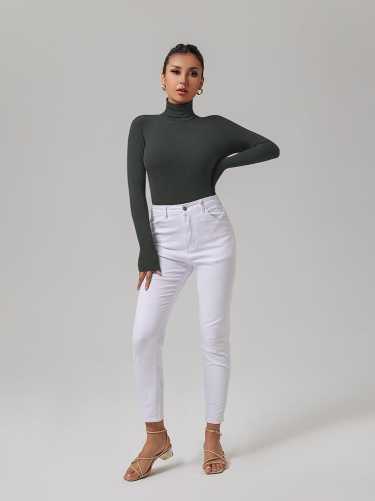 Amazon.com: Women's Long Sleeve Ribbed Turtleneck Leotard