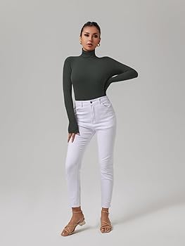 トップス andmary Juno turtle knit bodysuit ivory Classic Ivory Bodysuit - Mock Neck Bodysuit - Ribbed - Lulus