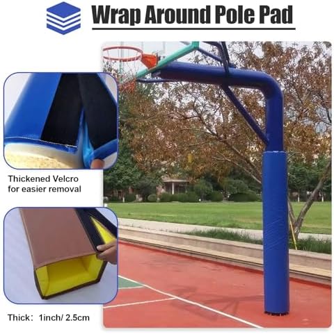 Heavy-Duty Basketball Pole Pad, Foam Protector for Metal/Wood/Concrete Columns, 3-8in Thick Cushioning Wrap, Ideal Garage Pole Padding, Ultimate Impact Protection