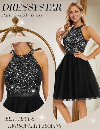 Dressystar Women's Short Halter Cocktail Party Dress Lace Tulle Homecoming Prom Gown3
