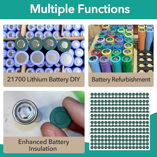Image of 600 Pcs 21700 Lithium Battery Insulator Ring - Hollow Paper Insulation Ring | Self-Adhesive Insulating Paper Adhesive, with Adhesive Backing , Green