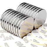 Keukenket 25x2mm Strong Neodymium Disc Magnets with Double-Sided Adhesive Backing, 18 Pack Round Rare Earth Magnet Heavy Duty, Small Magnets for Industrial Fridge Refrigerator Whiteboard Office