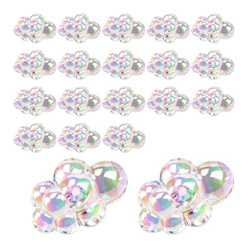 KOOBOOK 20Pcs Iridescent Clear Bubble Clusters for Crafts Decor Acrylic Miniature Cloud for DIY Phone Charms Bag Keychain Accessories Zen Garden or Fairy Beach