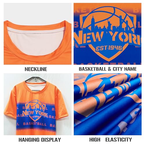 Lztgift Camiseta de basquete City Silhoutte Shield Basketball Gradient Shirt Pull On Apparel Gift fo