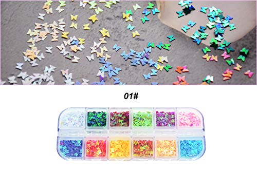 Borsun Heart And Butterfly Nail Stickers 3D Nail Decals Sparkle Glitter Heart Nail Art Holographic Heart Sequins For Acrylic Nails Manicure Diy Nail Art Decoration #TOP2