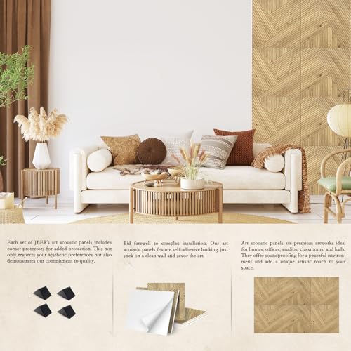 Image of JBER 6 Pack Art Acoustic Panels 72 inch x 48 inch, Soundproof Wall Art, Log Color