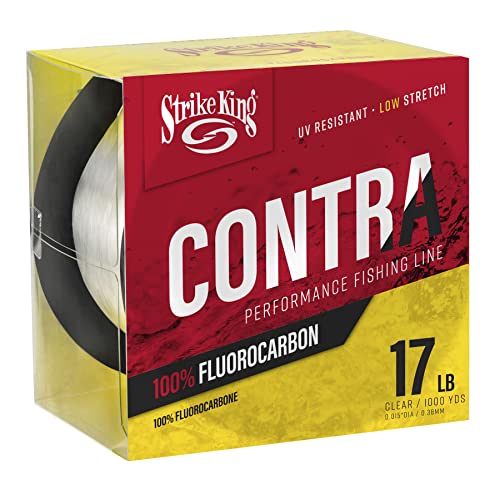 Strike King Contra Fluorocarbon Performance Fishing Line, 1000-Yards, 17-Pound, UV-Resistant, Clear