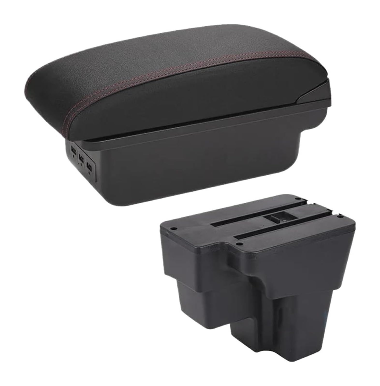 HCKCLMBMZW For KIA For Rio For STONIC Lx For Cerato Car Armrest Retrofit Part Storage Box Accessorie Car Armrest Center Console(B1 Black Red 3usb)