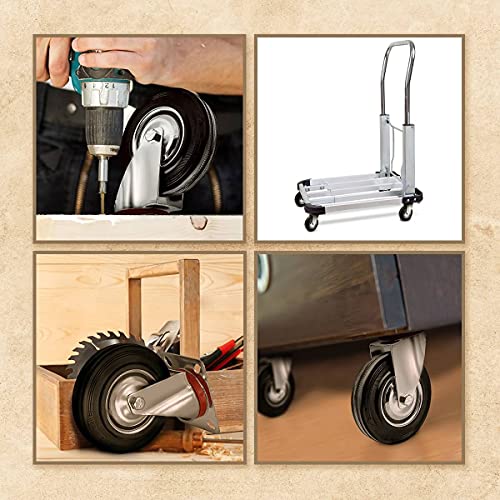 4 Pack 5" Swivel Caster Wheels Rubber Base With Top Plate & Bearing Heavy Duty #TOP4