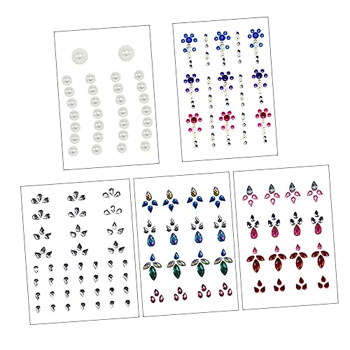 EPIGEIST 5Sets Self Adhesive Face Gems Stickers Rhinestone Makeup Decals for Eyes Face Body Nails for Festivals Parties and Cosplay