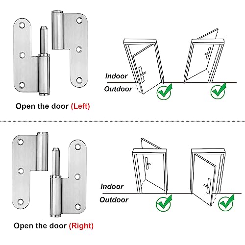 6 Pcs 3-1/2X 2-1/2 Inches Lift Off Hinge, 201 Stainless Steel H-Shaped Door Hinges, Thickness 2.4Mm, Load 66 Lb/Pair, Heavy Duty Detachable Door Hinge #TOP2