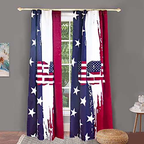 Outdoor Curtains Blackout Thermal American Flag Decor Panels Usa Us Patriotic Window Draperies For Living Room Divider 52X84 Inch 1 Panel #TOP1